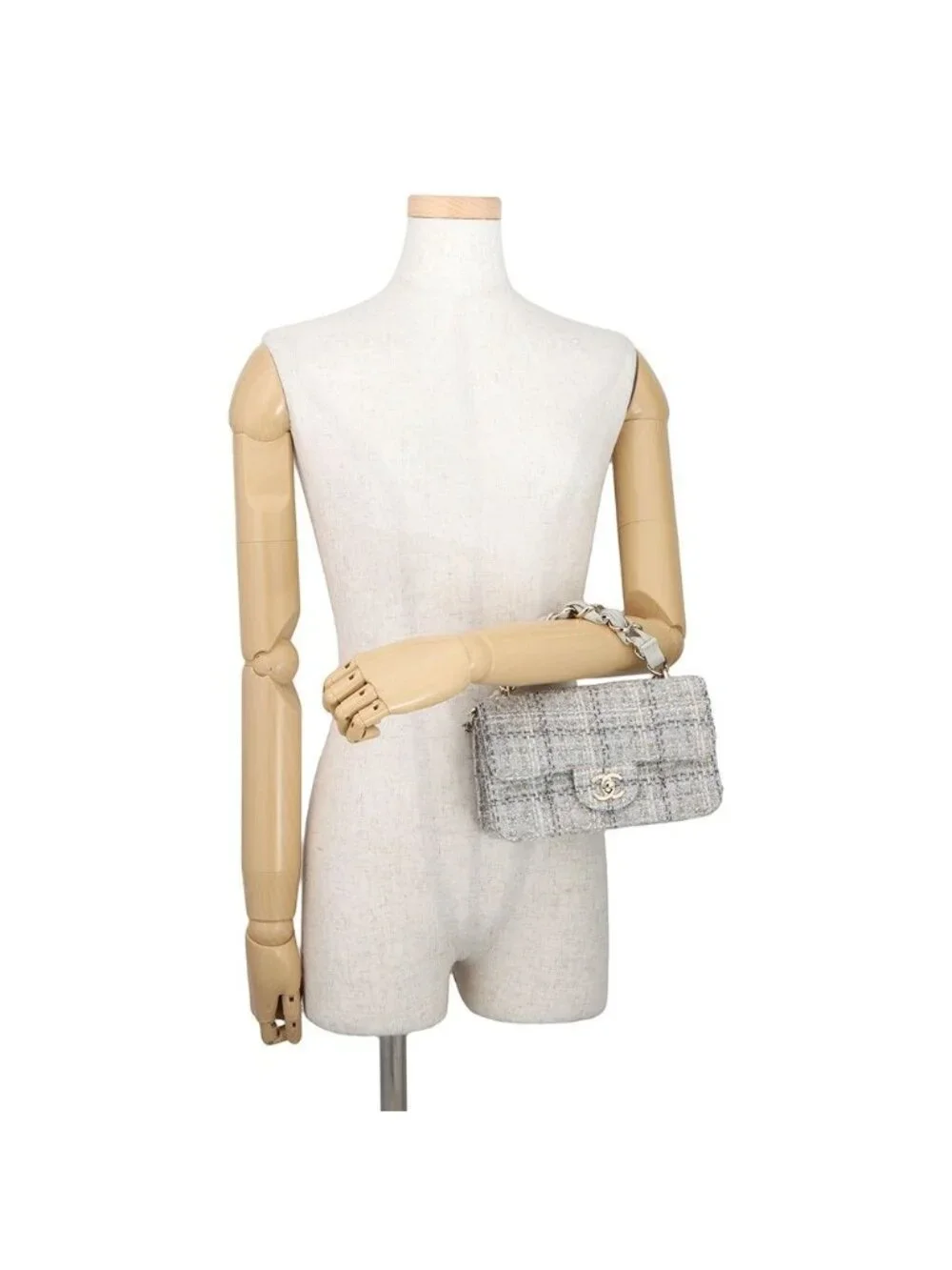 Chanel Chain Shoulder Bag CC Logo Quilted Single Flap Tweed